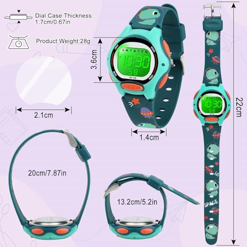 Azonee Kids Watch Digital with Cartoon Soft Strap, Kids Waterproof Watch with Alarm Clock, Sport Watch with Stopwatch, Cute Kids Presents for Girls Boys Ages 5-13
