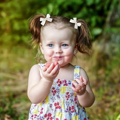 Tazweeq 24 Pieces Mini Bowknot Hair Clips, Small Cute Bows Hair Ribbon Alligator Clips, Charming Hair Accessories, for Every Occasion, for Women Girls, White