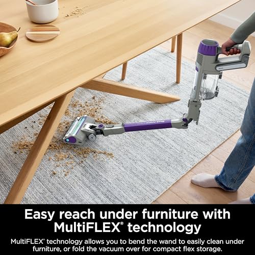 Shark Cordless Vacuum Cleaner with HEPA Filter, PowerDetect Clean & Empty, Powerful Suction, Pet Hair Pickup, Carpets & Hardfloor, Grey/Purple, IP1251MET