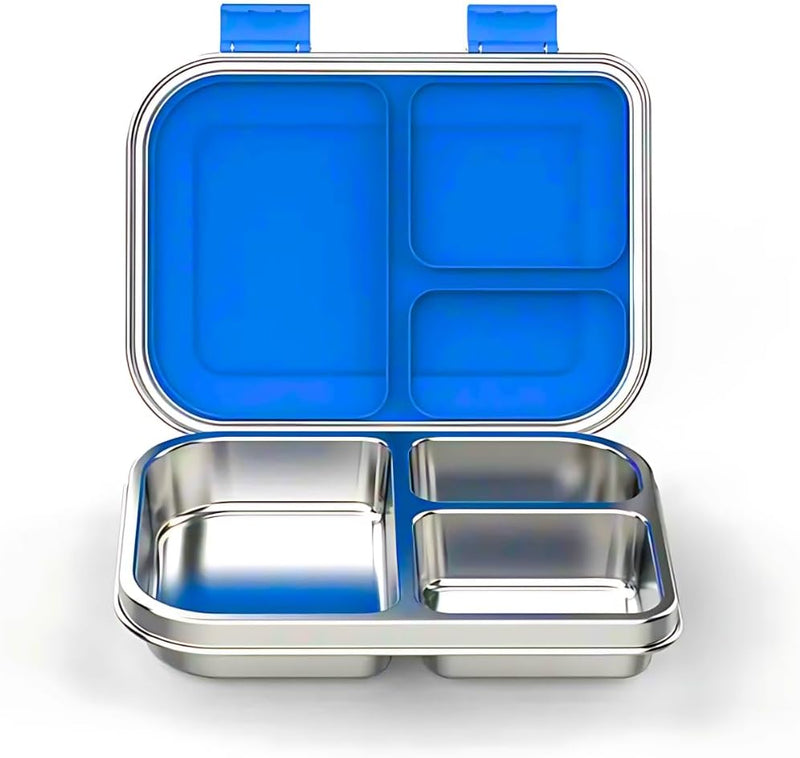 ZOMROCK Stainless Steel Bento Lunch box for kids & Adults, Insulated Stainless Steel Lunch box 3-4 Compartments for hot & cold meals, BPA-free, Leak-Proof - Blue - Small Size Stainless Lunch box