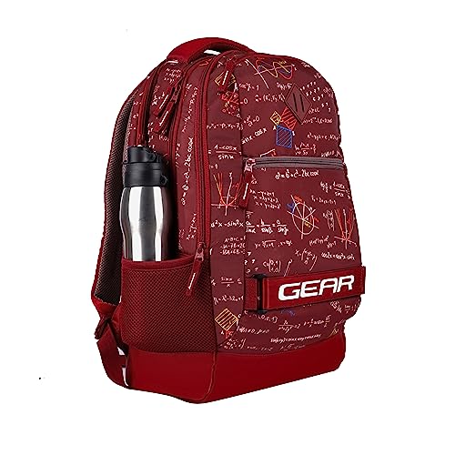Gear Calculus 34L Large Water Resistant School Bag with Rain Cover/Kids Bag/Casual Backpack/Daypack/Travel Backpack/College Bag for Boys/Men (Maroon)