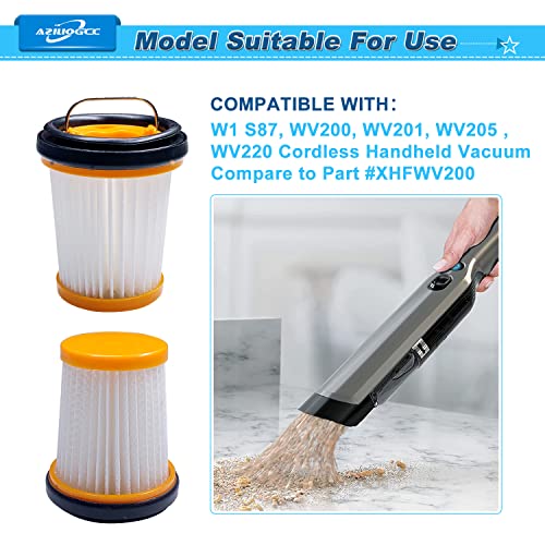 Aziliogcc 8 Pack Replacements Fabric Vacuum Filters for Shark ION W1 S87 Cordless Handheld Vacuums WV200, WV201, WV205, WV220. Replace Part # XHFWV200