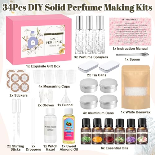 JUYRLE Perfume Making Kit- DIY Solid Perfume Making Kits for Women, Portable Pocket Solid Balm with Travel Size Bottle, Make Your Own Fragrance, Fragrance Blam Gifts for Girls