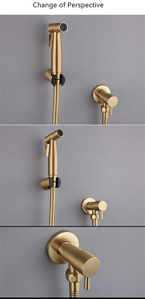 LOSCHEN LOSCHEN 1/2NPT Stainless Steel Bidet Sprayer kit for Toilet,Hand Held Sprayer Shattaf Toilet Attachment for Pet Bath/Personal Hygiene/Bathroom/Closestool,Easy to Install (Brushed Gold)
