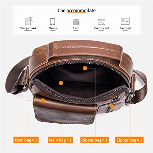 Harroo Shoulder Pack, Crossbody Bag for Men, Men Vintage Leather Shoulder Bag Outdoor Sports Travel Crossbody Bag Handbag Casual Bag Packï¼ˆBrownï¼‰