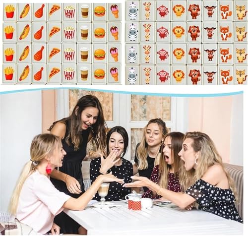 Azonee 65 Tiles Seaside Escape Game Blocks, Diy Stickers Set with Pet Food & Cowboy Pattern, Family Fun Board Game for Kids, Plastic Style, Attention-Boosting Tiles, Bag Included