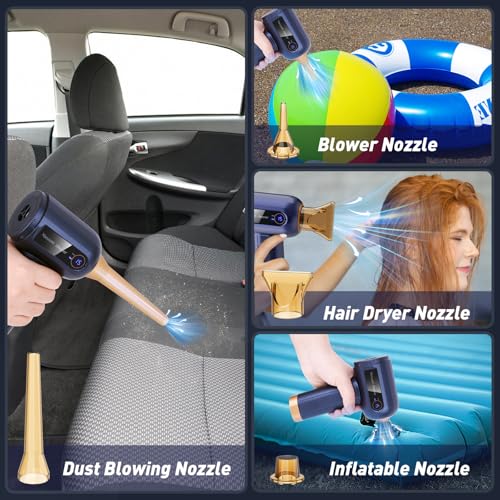 Musclez 4-in-1 Handheld Car Vacuum Cleaner Cordless,15000Pa Portable Car Vacuum Cleaner with LED Display,Rechargeable Mini Dust Buster for Car, Home, Office Cleaning (Blue)