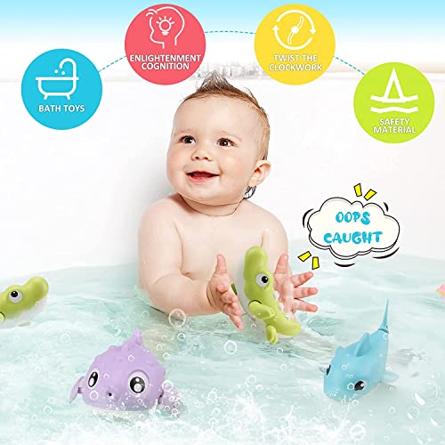 SYOSI Bath Toys Cute Animal Baby Bathtub Wind Up Toys, 3 Pack Swimming Pool Bath Toys for Toddlers 1-3, Water Play Set Shower Beach Gift for Age 1 2 3 4 5 6Year Old Kids Infant Boys Girls
