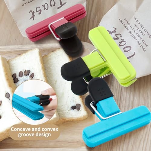 21 pcs Chip Bag Clips for Food Storage, 3 Large & 18 Medium Food Bag Clips, 3 Colours PP Heavy Duty Air Tight Seal Clips Sturdy Food Clips, Kitchen Storage Clips for Snacks Coffee Vegetables Fruit