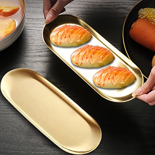 AngelGuard Stainless Steel Tray Plate - Bathroom Vanity Tray - Black Gold Decorative Towel Clutter Serving Platter, 9 Inch