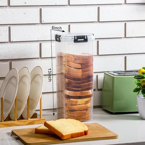 2Pcs Bread Box, Bread Storage Container with Tray for Kitchen Countertop, Plastic Bread Box with Airtight Lid, Loaf Bread Keeper, Sandwich Bread Dispenser, Bread Saver, Bread Holder for Homemade Bread