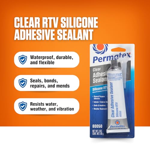 Permatex Clear RTV Silicone Adhesive Sealant Clear,3 oz,80050