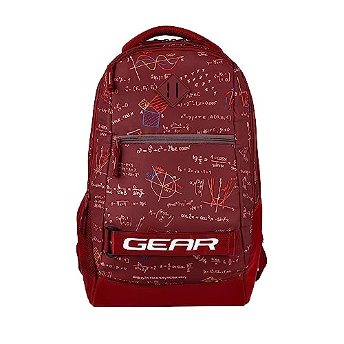 Gear Calculus 34L Large Water Resistant School Bag with Rain Cover/Kids Bag/Casual Backpack/Daypack/Travel Backpack/College Bag for Boys/Men (Maroon)