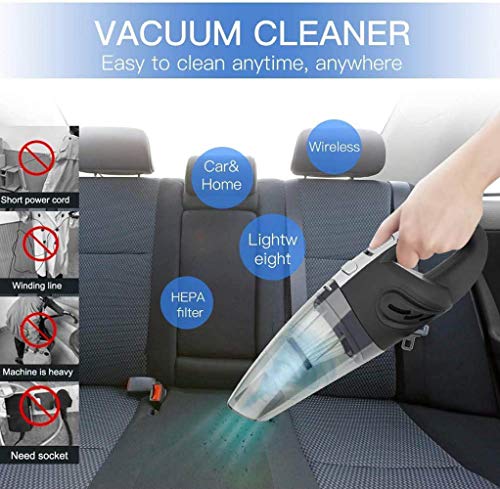 IDEA-TECH Car Vacuum Cleaner, 3.2KPa Strong Cyclone Suction, 12V 120W Rechargeable, for Pet Hair Car Home Cleaning, Black, 355*105*125mm/13.97*4.13*0.16in, F6001