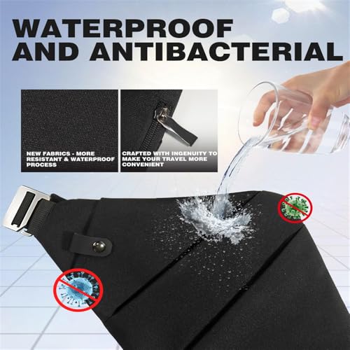 PINKE Anti-theft Chest Bag Men Women, Multi Pockets Slim Sling Bag Travel Crossbody Bag, Lightweight Shoulder Bag Personal Flex Bag for Work & Outdoor With Passport Card Holder