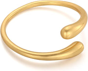 Teardrop Gold Cuff Bracelets for Women Adjustable 18K Gold Plated Chunky Open Cuff Bangle Bracelets Minimalist Thick Gold Wrist Cuff Bracelets - Bypass Cuff - Matte Gold