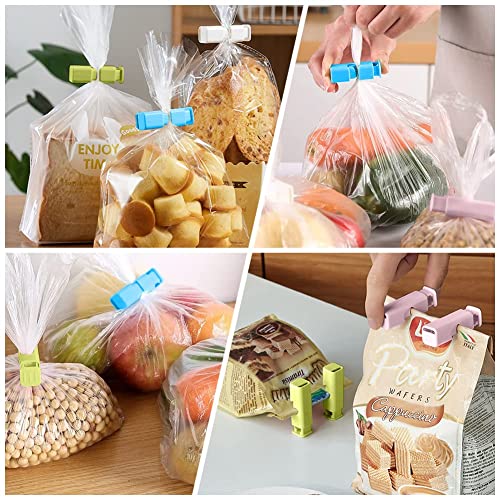 NALACAL 16 Pack Bread Bag Clips, Reusable Grocery Bag Sealing Clips for Food Fruit Bread Storage, Non-Slip Plastic Grip Sealing Bag Clips, Easy Squeeze Lock and Release, 2.44in, Candy Color(4 Colors)