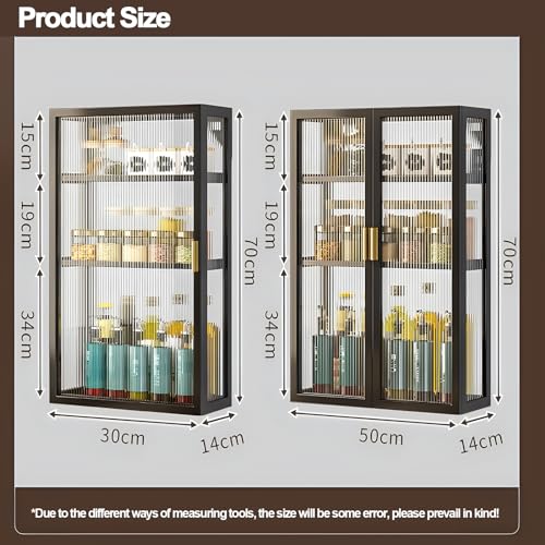 3 Tier Bathroom Storage Cabinet,Bathroom shelf wall Mounted Storage Cabinet with Clear Doors for Bedroom,BathroomLiving Room,Kitchen storage Organizer (40), double black