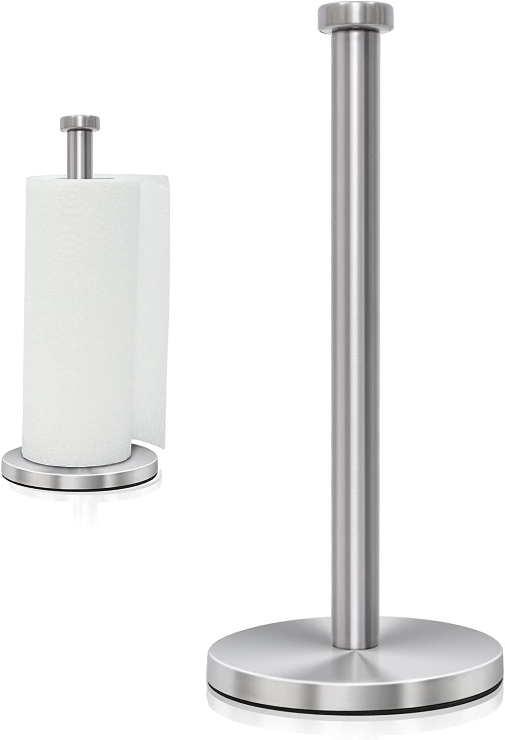 Stainless Steel Paper Towel Holder Countertop, Standing Paper Towels Holder for Kitchen Dining Table Bathroom, Weighted Paper Towel Holder for Standard or Large-Sized Roll (Silver) – image 1