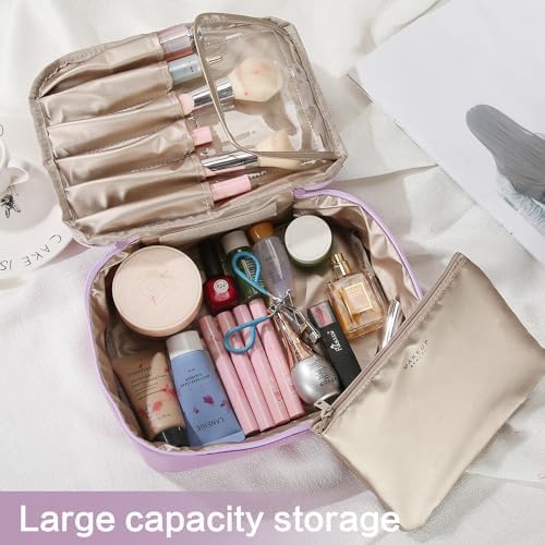 Queboom Travel Makeup Bag Cosmetic Bag Makeup Bag Toiletry bag for women and girls