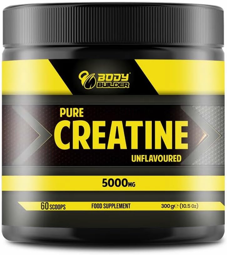 Creatine Monohydrate Powder by Body Builder - 5000mg - 100% Micronized Creatine - for Enhancing Energy, Strength & Muscle Growth for Men & Women - Vegan (60 Serv, Unflavored) - Unflavored 60 Servings