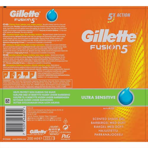 Gillette Shaving Gel Fusion5 Ultra Sensitive, 200 ml x 6