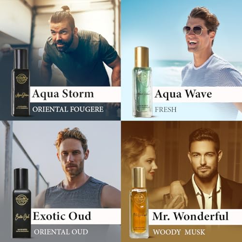 Body Cupid Luxury Perfume Gift Set for Men 4X20 ML | Long Lasting Premium Fragrances | Aqua Wave | Exotic Oud | Mr Wonderful | Aqua Storm | 80 ML