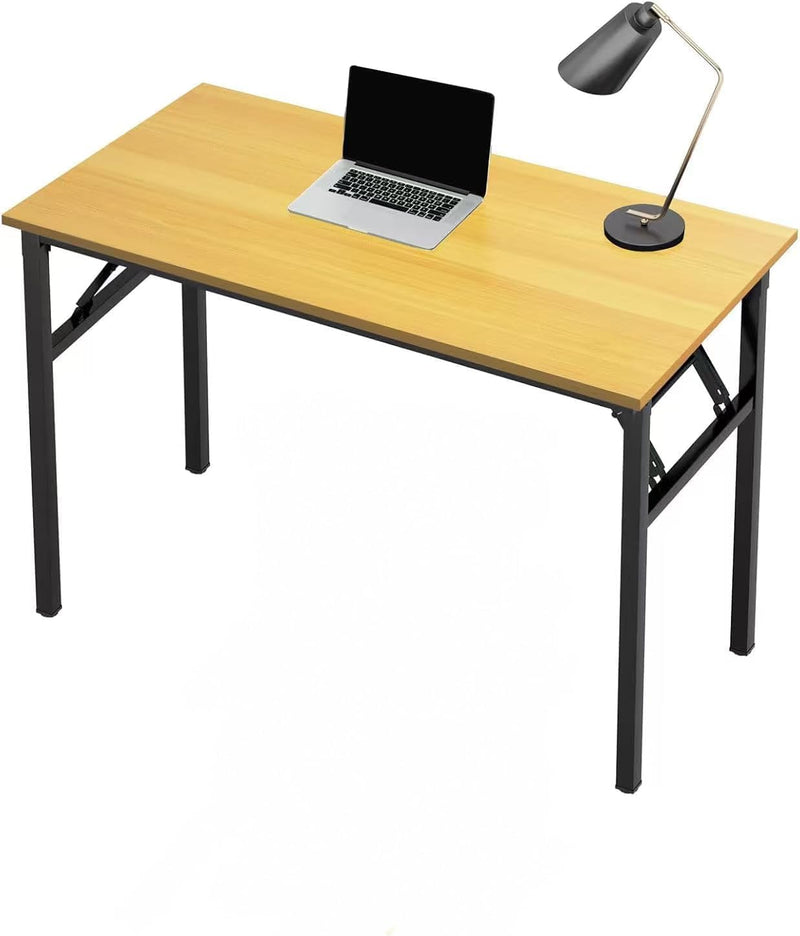 Multi Function Standing Desk with Adjustable Height Legs for Home Office Length Modern Folding Table Computer Desk No Install Needed Yellow Color Desktop Black Frame(80x40x75cm) - 80 * 40 * 75cm