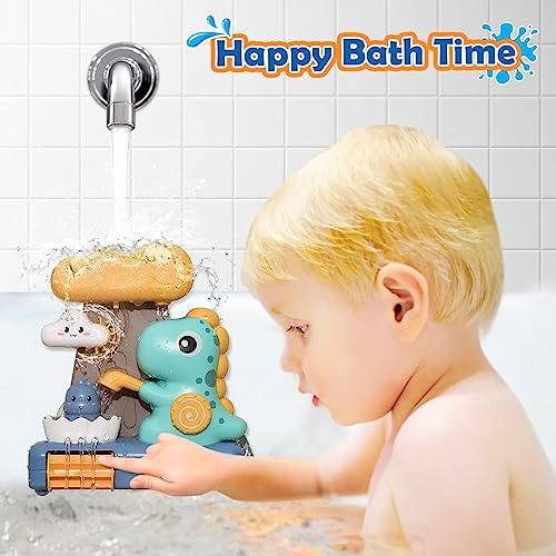 NALACAL Baby Bath Toys, Bathtub Toys Cute Dinosaur Shower Waterfall Water Station Toy with Cup, Dinosaur Bath Toys for Bath Tub Wall and Bathroom Shower Swimming Pool Outdoor Sprinkler Toy