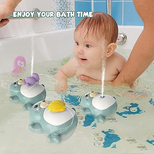 Azonee Baby Bath Toys Spray Water Bath Toy, Waterproof Sprinkler Bathtub Shower Toys for Toddlers, Floating Swimming Paddling Pool Bathroom Toy Gift for kids Bath Time for 1 2 3 Year Old Boys Girls