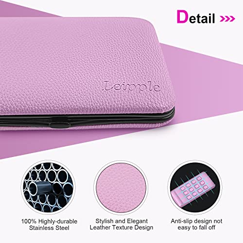 Leipple Manicure Set Professional Pedicure Kit Nail Clippers Kit - 18 pcs Nail Care Tools - Grooming Kit with Luxurious Upgraded Travel Case (Purple)