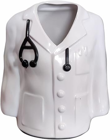 Shri.R.K Doctor Coat Pen Pencil Holder Stand For Desk And Offices Tables (Plastic), Stationery, White