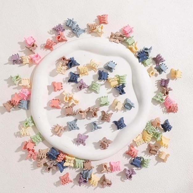 100 Pcs - Butterfly Small Hair Clips for Baby, Super Glossy Mini Hair clips For Kid's Girls, Tiny Clips For Baby, Hair accessories For Girls