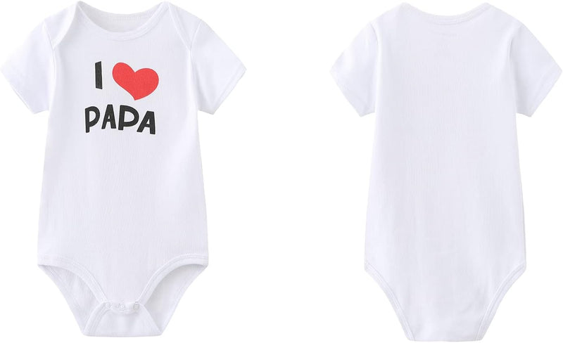 MAMIMAKA Unisex-Baby 2-pack Solid One-Piece Newborn Twins I Love Papa I Love Mama Bodysuits 0-24Months Boys and Girls