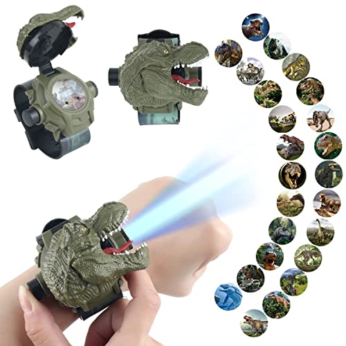 Watch with 24 Kinds of Dinosaur Projection Pattern Cartoon Children Digital Dinosaur Watch Toy for Boys and Girls Children Toy Watches with Cover Adjustable Date and Time Projector Watch