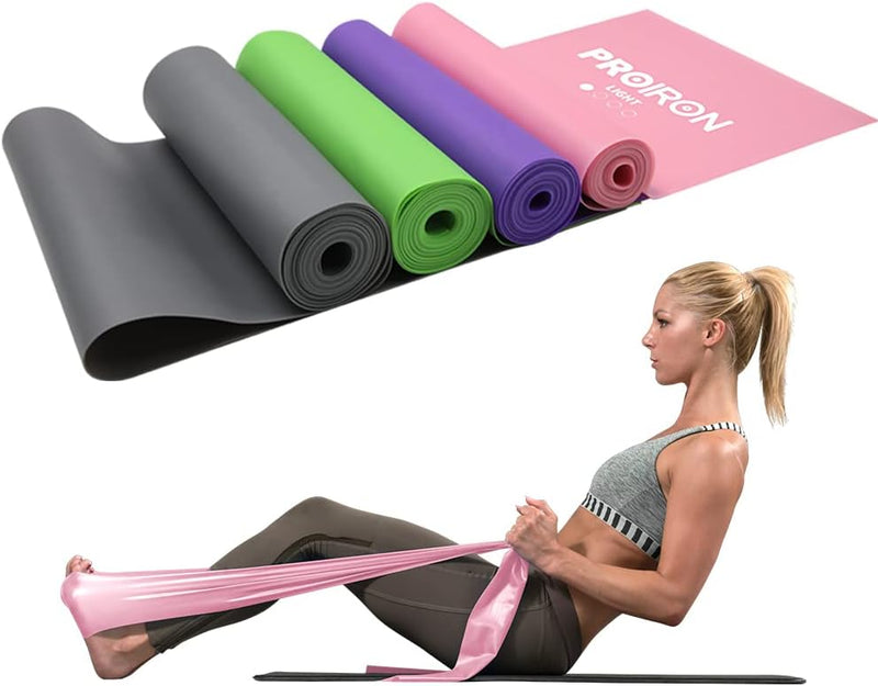 PROIRON 2 in 1 Resistance Bands Set - Includes Resistance Loop Bands, Physical Therapy Bands for Home Fitness, Stretching, Strength Training, Physical Therapy,Elastic Workout Bands for Whole Body - Stretch Bands-Pink - 1.5M(TPE)