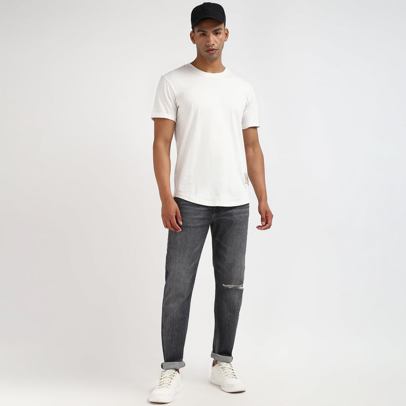Ck Jeans Mens Long Sleeve Homme-/-tee-shirts-/-t-s-manches-courtes Badge Turn Up Sleeve