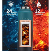Thermos Flask Insulated Water Bottle 32oz Straw-Brush-3 Lid-handle Triple Wall Vacuum Stainless Steel Water Bottle 1L Sports Jym Office school kids Water Bottle Hot & Cold Water Bottle 950ml dark blue