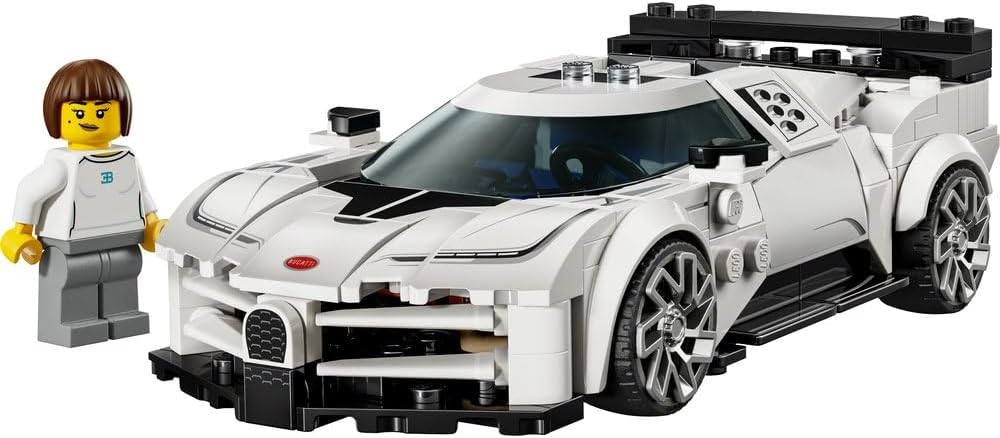 Speed Champions Bugatti Centodieci Hyper Sports Car Toy - Car Model Kit with a Driver Minifigure - Birthday Gift for 9+ Year Old Boys - 77240