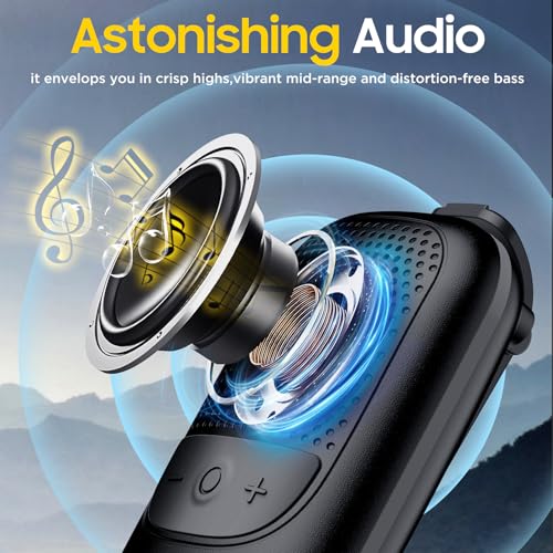 Temdan Wearable Bluetooth Speaker, Clip-On Portable Speaker with Built-in Mics for Hands-Free Music and Calls, Up to 10 Hours Battery Life,Mini Outdoor Waterproof Speaker for Working,Running-Black