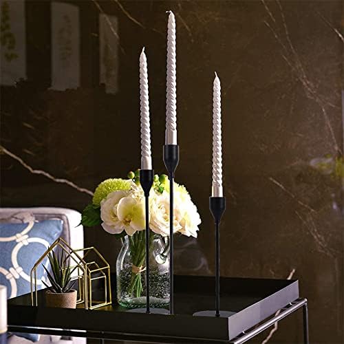 6PCS French Honey Gold Candle Holders,Set of 6 Tall Taper Candlestick fit for 3/4" Thick Pillar Candle&Led Modern Metal Candle Stands Decorative Table Centerpieces for Dinning Party Church,Decorative