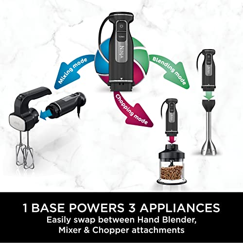 Ninja Foodi 3-in-1 Hand Blender, Mixer & Chopper [CI100ME], 850W, Silver/black