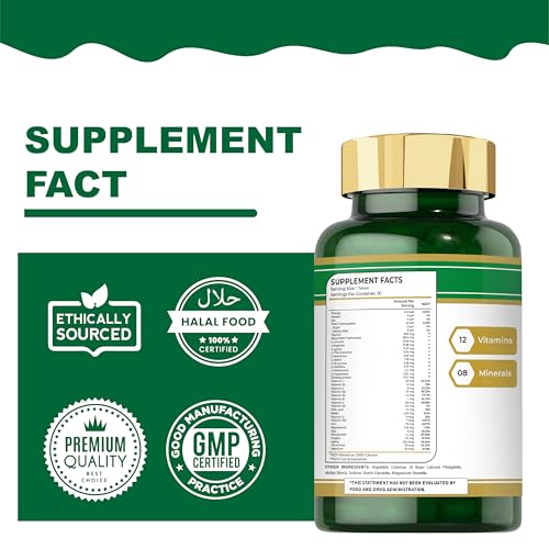 Folfar Multivitamin 90 Tablets â€“ Multivitamin with A, C, D, E, K,Iron, Calcium, Magnesium,Zinc, & Iodine |Support Immunity, Energy, Bone & Overall health | Non-GMO