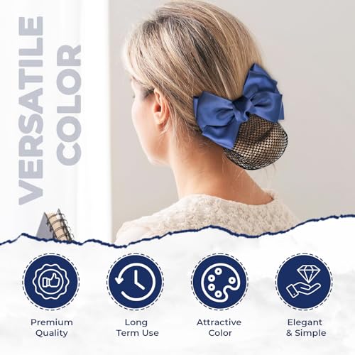 Bowknot Hair Clip Hairnet, Women Hair Clip Hairnet, Hair Nets for Women, Hair Bun Cover Barrettes, Bun Net for Nurse Bank Worker Air Hostess Professional Hair Bun Cover 4 PCS