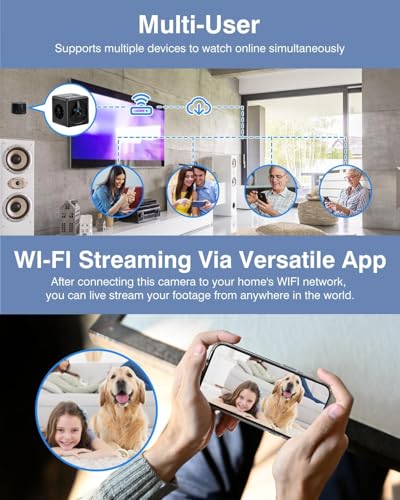 Violety Mini Camera for Home 2K HD Indoor Battery Security Camera Bluetooth or WiFi Option Nanny Pet Surveillance Camera App Control, Real-Time Audio/Video, Night Vision Motion Detection (Blocks 2K)