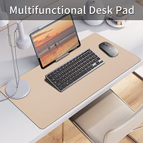 Bloss Leather Desk Pad, Mouse Pad, Non-Slip Desk Protector Mat, Leather Desk Blotter, Computer Desk Pad, Waterproof Desk Mat for Office Home Decor - Beige (31.5�15.7 Inches)