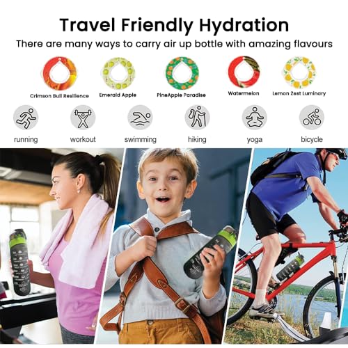 EHXAN Flavored Air Up Water Bottle 750 ML, 5 Flavor Air Up Pods Sports Water Bottle with Motivational Time Markers and Straw BPA-Free, for School Kids, Gym,Office,Outdoor (Black)