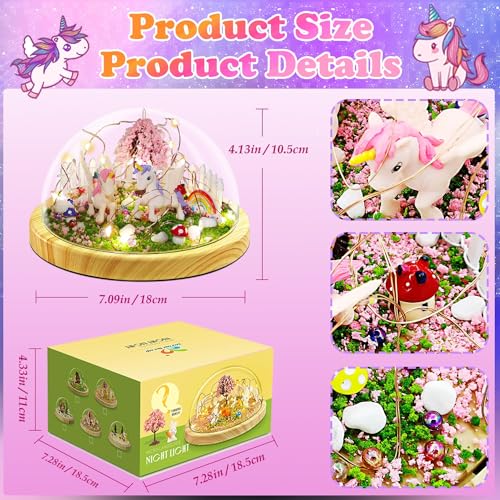 Unicorn DIY Night Light Kit, Creative Unicorn Magic Lamp Project USB Upgrade Edition Unicorn Toy Arts and Crafts Unicorn Lamp Kit for Girls, Gifts Magic Night Light Unicorn Toy for 4 5 6 7 8 9 10 Girl