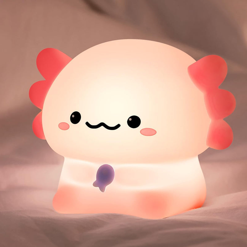 Capybara LED Cute Night Light for Kids, Silicone Rechargeable Night Light - 3 Level Dimmable Bedside Touch Lamp,Nightlight for Room Decor, Cute Gifts Stuff for Boys Girls Baby Children - Axolotl 01