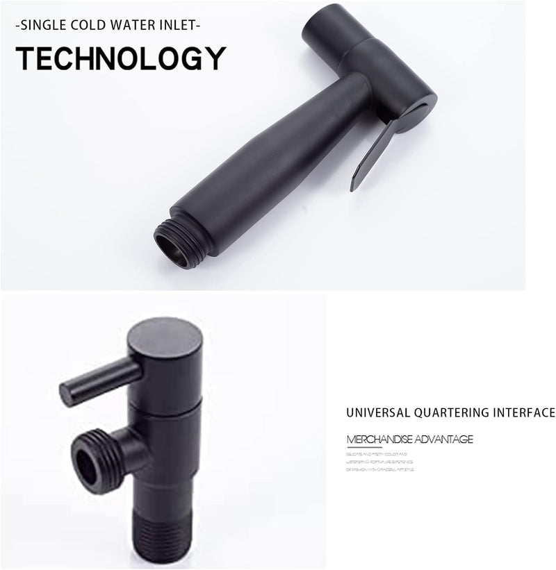 LOSCHEN LOSCHEN Stainless Steel Bidet Sprayer Kit for Toilet, Hand Held Shower Sprayer Shattaf Toilet Attachment for Pet Bath/Personal Hygiene/Bathroom, Easy to Install (Black)